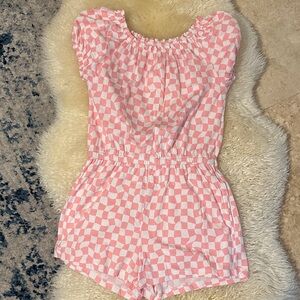 Old Navy Pink and White Checkered Kids Romper